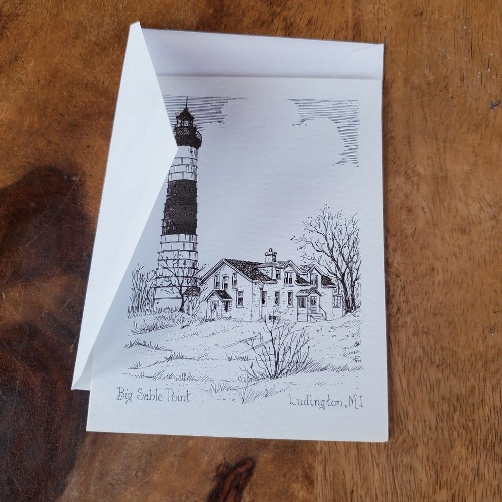 Big Sable Point Lighthouse Ludington, MI Blank Card & Envelope Creeko Creations